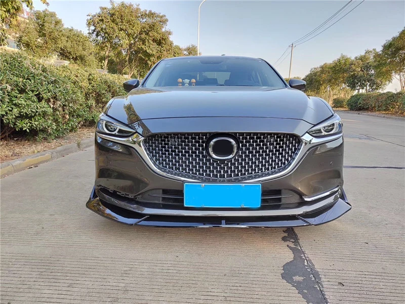 3 шт., передний бампер, спойлер для Mazda 6 Atenza, накладка, углеродное волокно, ABS, глянцевый черный, автомобильные аксессуары