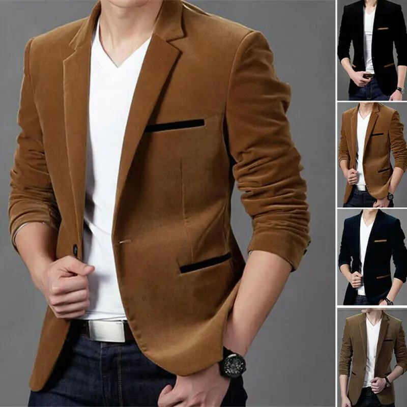 Fensajomon Mens Casual Business Solid Color Formal 1 Button Dress Blazer Jacket Suit Coat