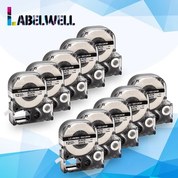 

Labelwell Black on White 12mm compatible Epson SS12KW/LC-4WBN label tapes label ribbon compatible for KingJim /Epson Label Maker