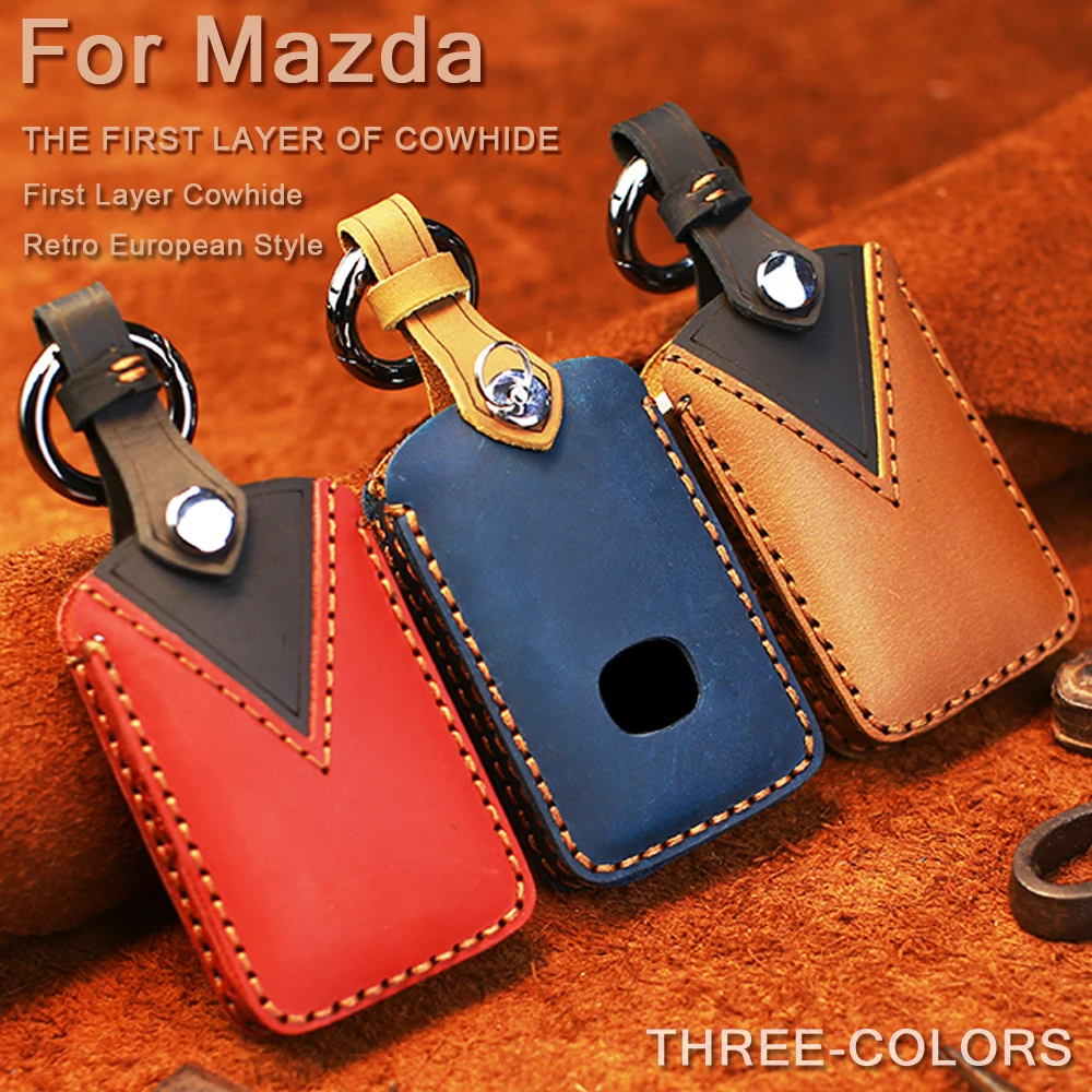 Auto Car Styling High Quality Leather Key Case For Mazda 3 Alexa CX4 CX5 CX8 2019 2020 Holder Shell Remote Cover keychain | Автомобили и