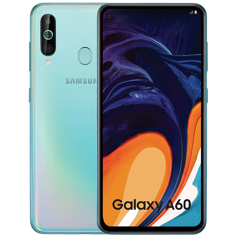 Разблокированный мобильный телефон samsung Galaxy A60 6," 6 ГБ ОЗУ 64 Гб ПЗУ 32 МП Тройная камера Две сим-карты - Цвет: blue color