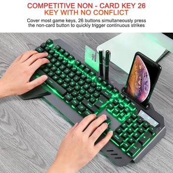 

Gaming Mechanical Keyboard With Keyboard Slot Phone Holder RGB Backlight Wired Ergonomic Keyboard Phone Holder Gamer Keyboards