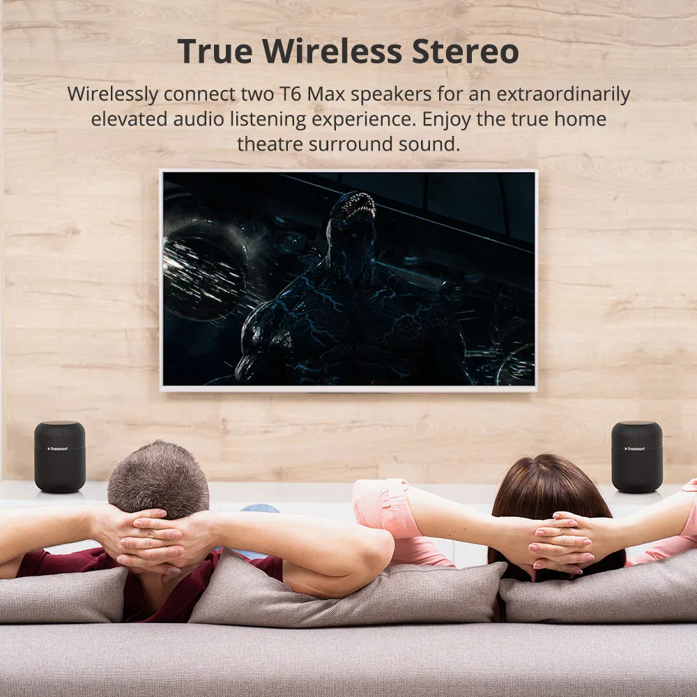 Tronsmart T6 Max Bluetooth динамик 60 Вт домашний кинотеатр динамик s TWS Bluetooth колонка с голосовым ассистентом, IPX5, NFC, 20 ч Время воспроизведения