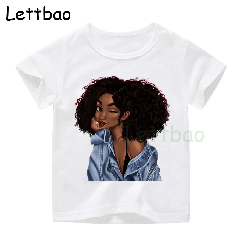 

2bunz Melanin Poppin Aba Queen Art Harajuku Fashion 2019 Short Sleeve Girls T-shirt Sweet Girls Toddler Loose Clothing