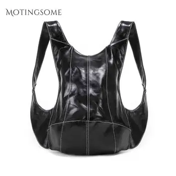 

Genuine Leather Backpack Luxury Oil Wax Cow Leather Anti-theft Calfskin Unisex Backpacks Appearance Turtle Shell Shape 2020 New