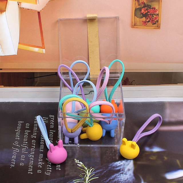 Version of Children's Hair Accessories Exquisite 10 Boxes Rubber Paint Jelly Color Hair Rope Rubber Band Hair Tie Female