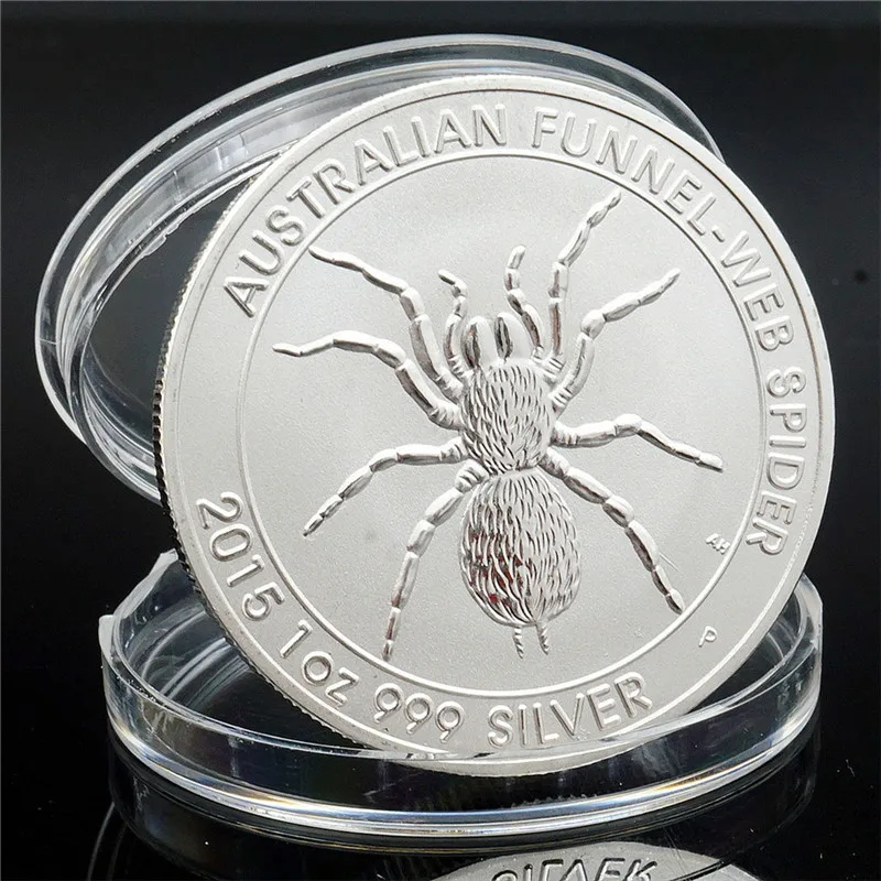 

Australia Animal Challenge Coin Spider Kangaroo Silver Plated Commemorative Coin Elizabeth II Silver Coin for Collection Gift