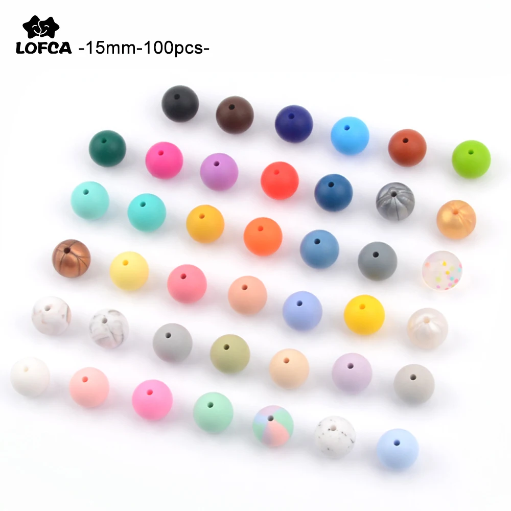 Teething Necklace Beads Chew-Jewelry 15mm Lofca Silicone Oral-Care Food-Grade Bpa-Free