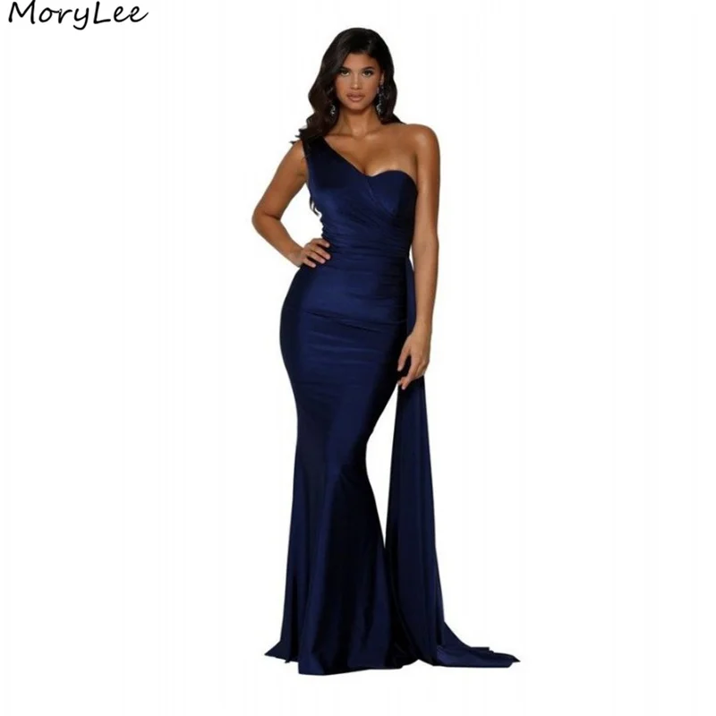 

Bridesmaid Dresses Spandex Satin Mermaid One Shoulder Bridesmaid Dresses With Lace Up Back Wedding Party Bridesmaid Gowns