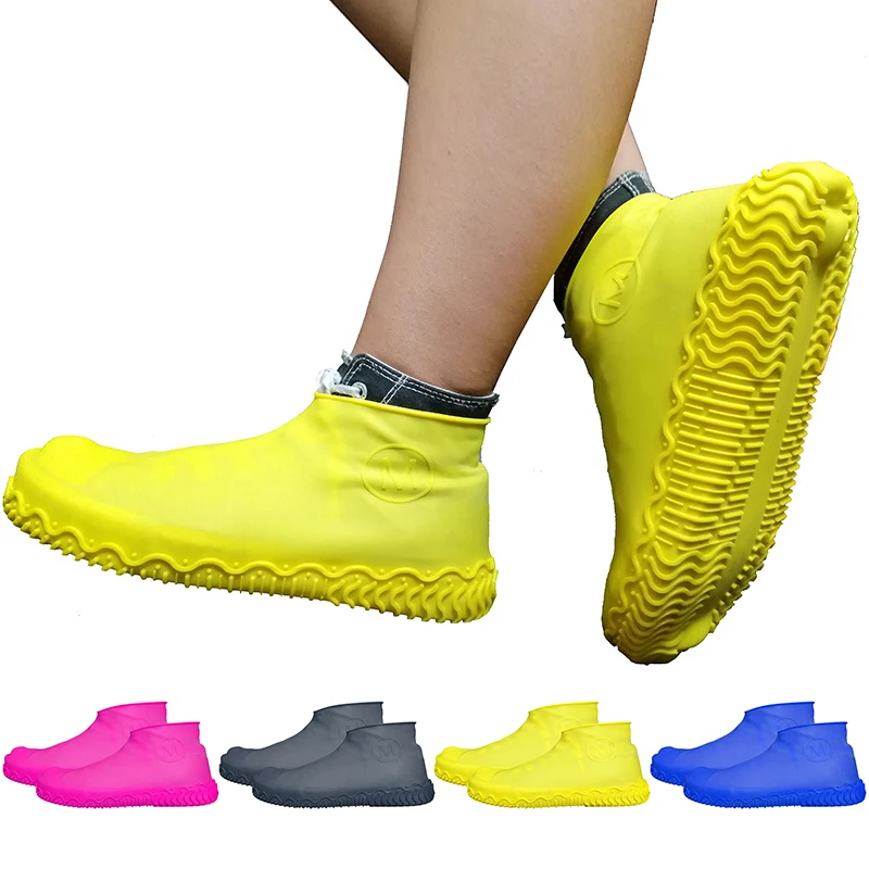

2Pair Waterproof Shoe Cover Silicone Material Unisex Shoes Protectors Rain Boots for Indoor Outdoor Rainy Days