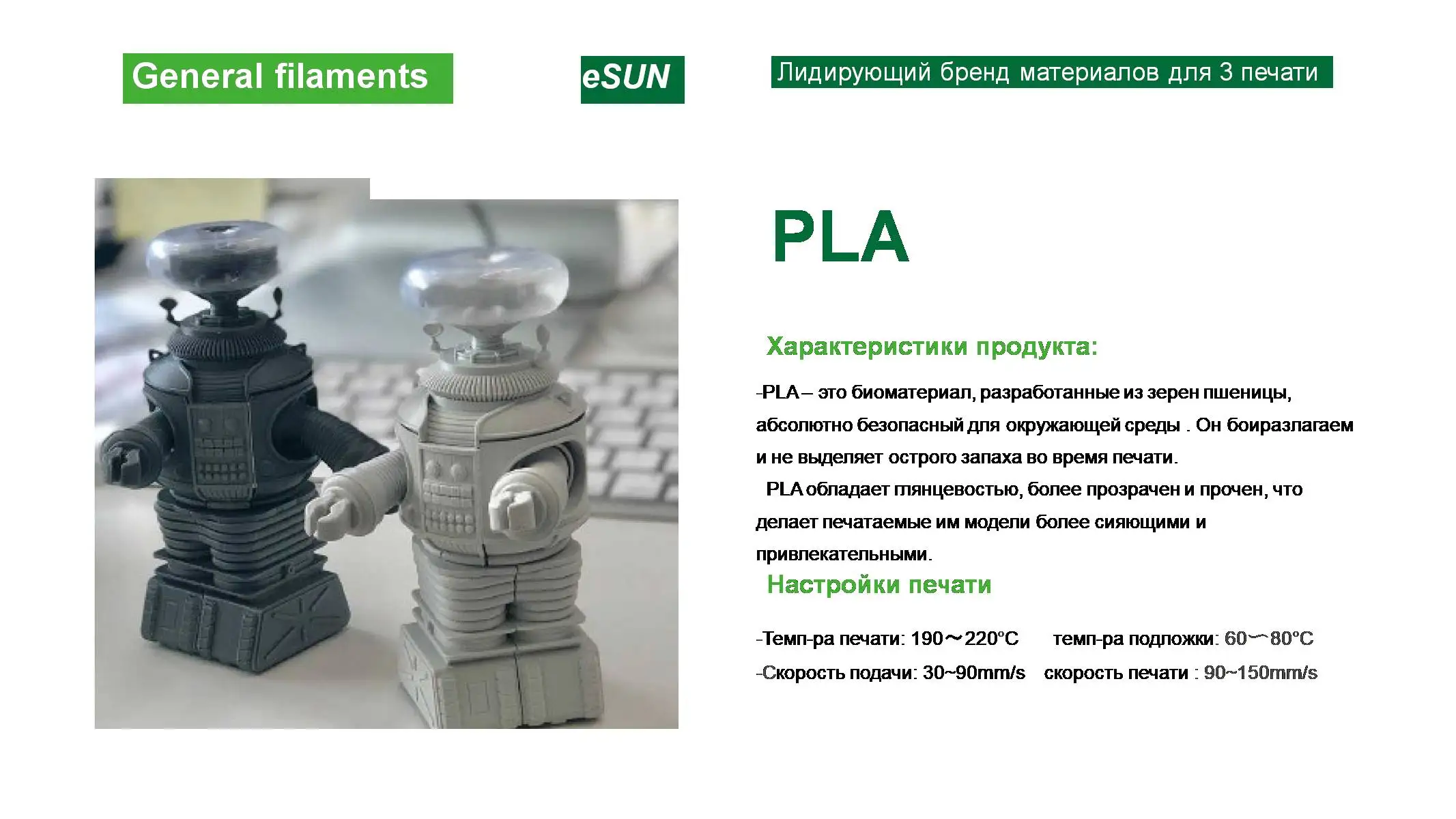 Нить для 3D печати eSUN PLA 1,75 мм 1 кг белый черный красный зеленый синий оранжевый и многое другое