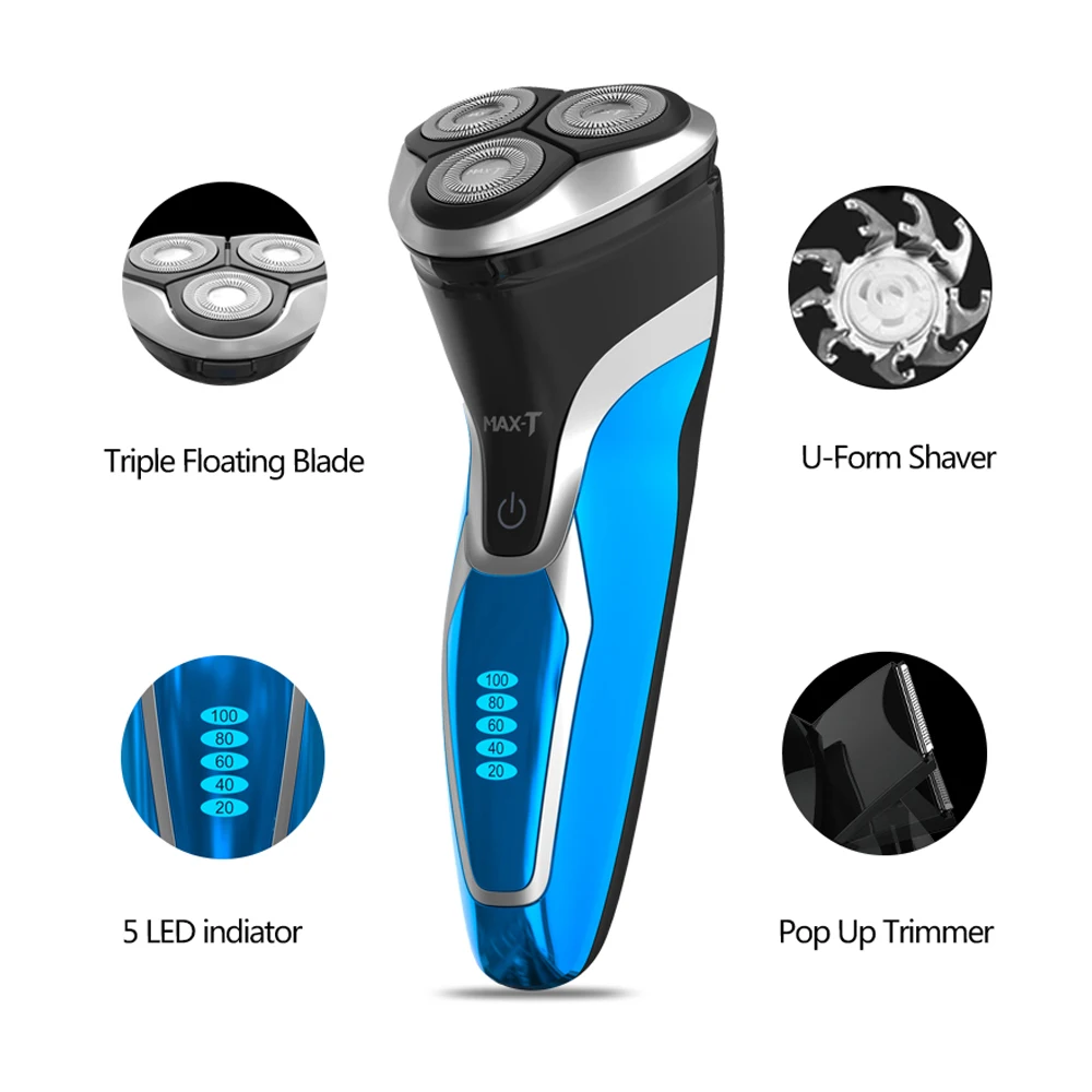 

MAX-T RMS7109 Electric Shaver Washable Rechargeable 110-240V 3D Triple Blade Face Care Electric Shaving Beard Machine for Men