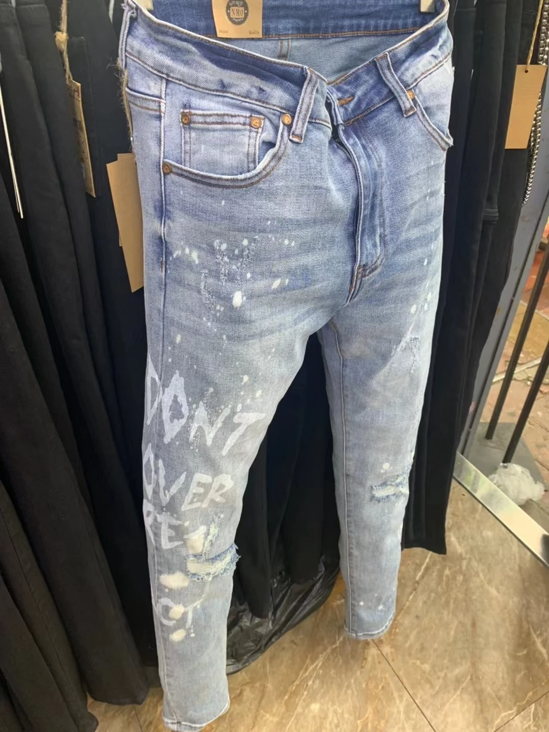 AMIRI Paint Splatter Straight Leg Jeans Blue/Multi Men's - US
