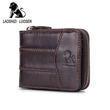 LAOSHIZI брендовый кошелек из натуральной кожи с карманом на молнии, мужской бумажник для водителя, держатель для кредитных карт, Чехол для карт, кошельки, мужская сумка для монет, кошелек RFID