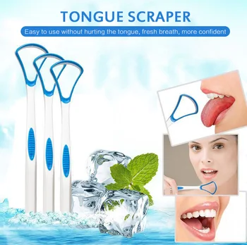 

Food-grade Material Tongue Scraper For Eliminating Bad Breath And Thick White Tongue Coating Oral Clean Tool Adult Dropshipping