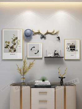 

3 pieces/set with frame suitable for living room home decoration wall hanging wall stickers with resin antlers and partitions