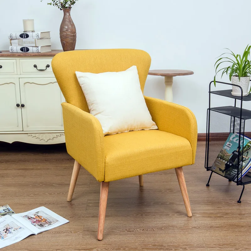 

Nordic Minimalist Single Person Sofa Chairs, Tables and Chairs Living Room Lazy Sofa Bedroom Balcony Fabric Sofa Chair Dining