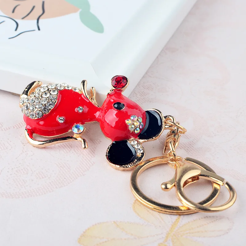 Китайский Знак зодиака Красная эмаль деньги мыши ключ держатель счастливое богатство привлекательная мышь кристалл брелок животное ювелирные изделия женский подарок
