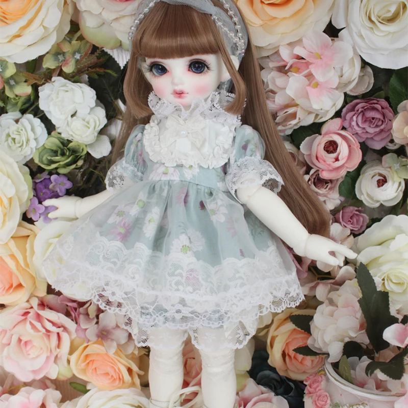 Кукольная одежда 1/4 BJD платье синего цвета с белым кружевным краем для 1/6 1/4 BJD кукла аксессуары платье+ волосы руки+ широкие шорты+ носки