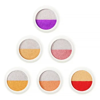 

6Pcs Two-tone Nail Powder Nail Art Accessory Mirror Effect Powder Solid Nail Powder for Girl Women Salon Home