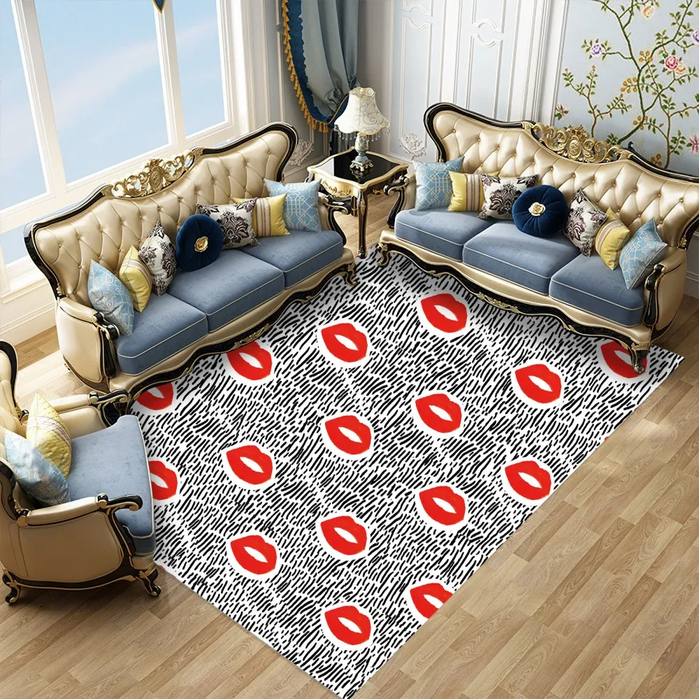 3D коврики для гостиной поцелуй красные губки ковер противоскользящие ковры коврик для спальни Свадебные коврики для улицы Домашние коврики для стола