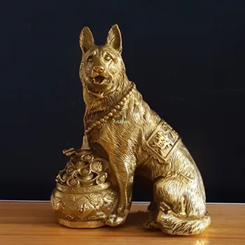 

7" Animal Simulation Home Decorations Wolfhound German Shepherd Dog Canis Lupus Familiaris Creative Present Brass 19CM Z2528