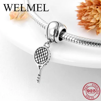 

2019 New 925 Sterling Silver Tennis racket Charms for Jewelry making Fits Original Pandora Women Bracelet Necklace
