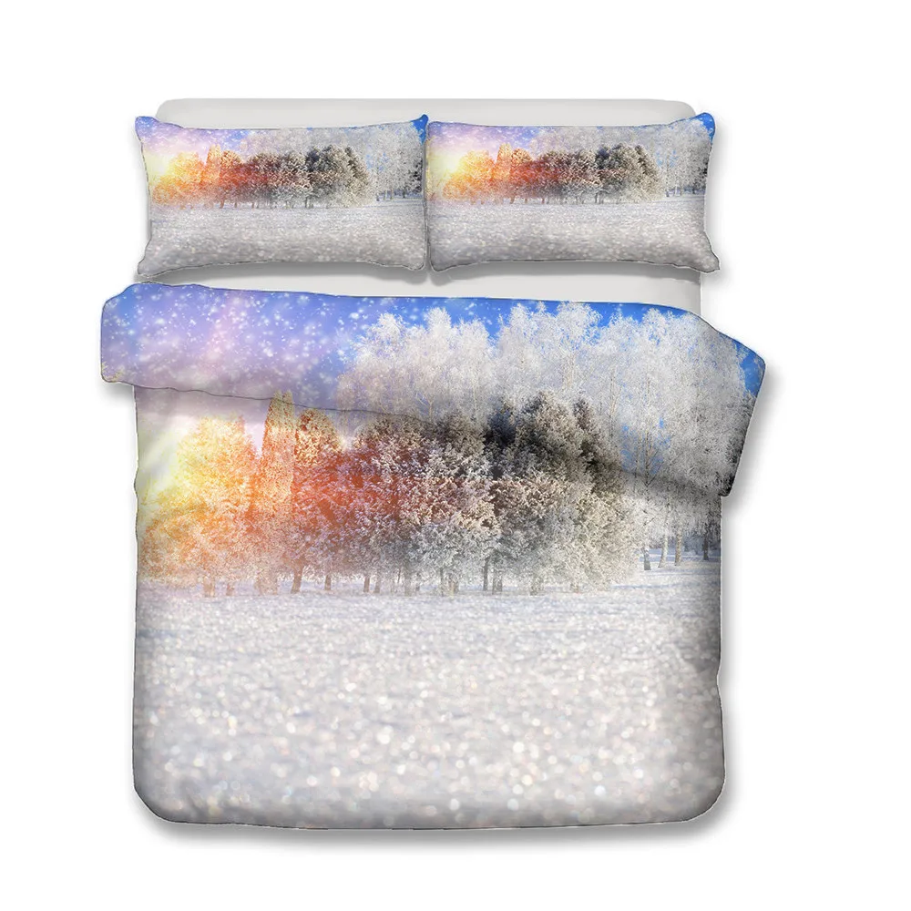 King Comforter/комплект зимней одежды с принтом снега домашний текстиль постельное