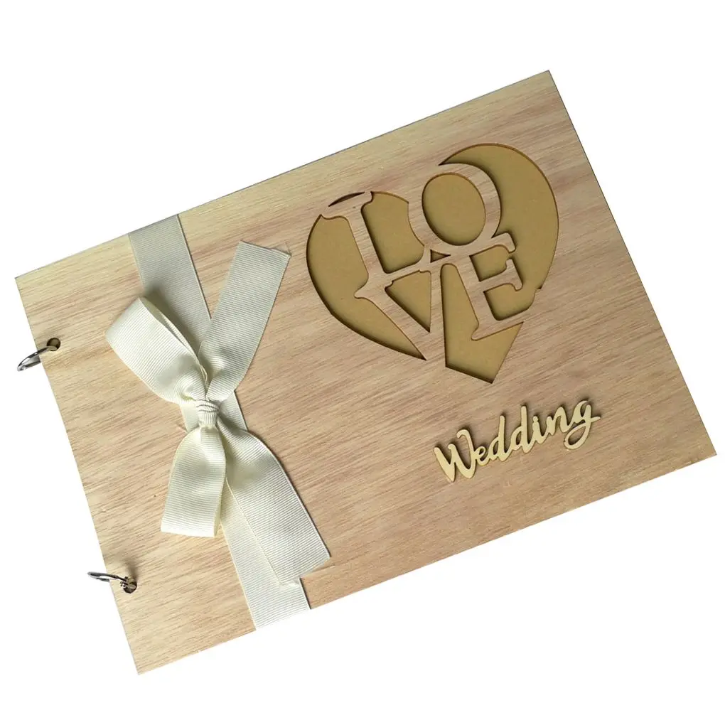 NO.2 Wedding Guestbook Wooden Wedding Guest Book Hollow-Out Tree Wedding Memory Book Wedding Photo Album - Цвет: NO.2