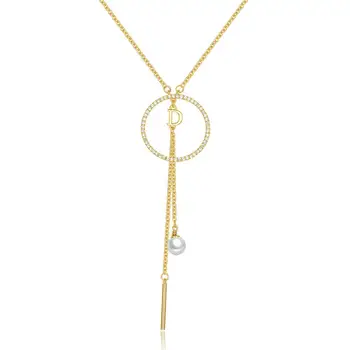 

PJX Letter Shape Necklace Geometry Pendants Stimulated Pearl Alloy Multi-storey Metal Chain Elegant Gift for Women HSQ-001