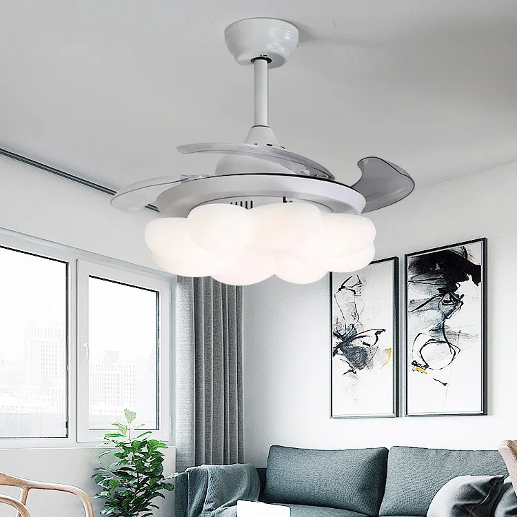 

LED Invisible Fan Light Led Modern Minimalist Ceiling Fan Light Bedroom Living Room Mute Restaurant Ceiling Fan with Light