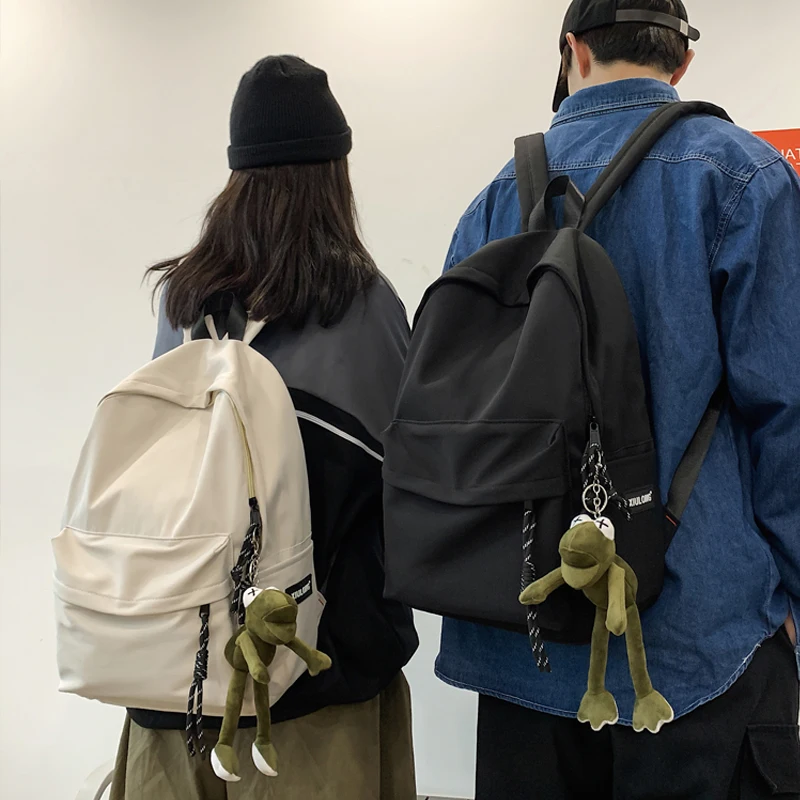 15.6inch Travel Laptop Backpacks Couple Simple Solid Color Backpack Women Men Large Capacity Shoulder School Bags Harajuku 2021 | Багаж и