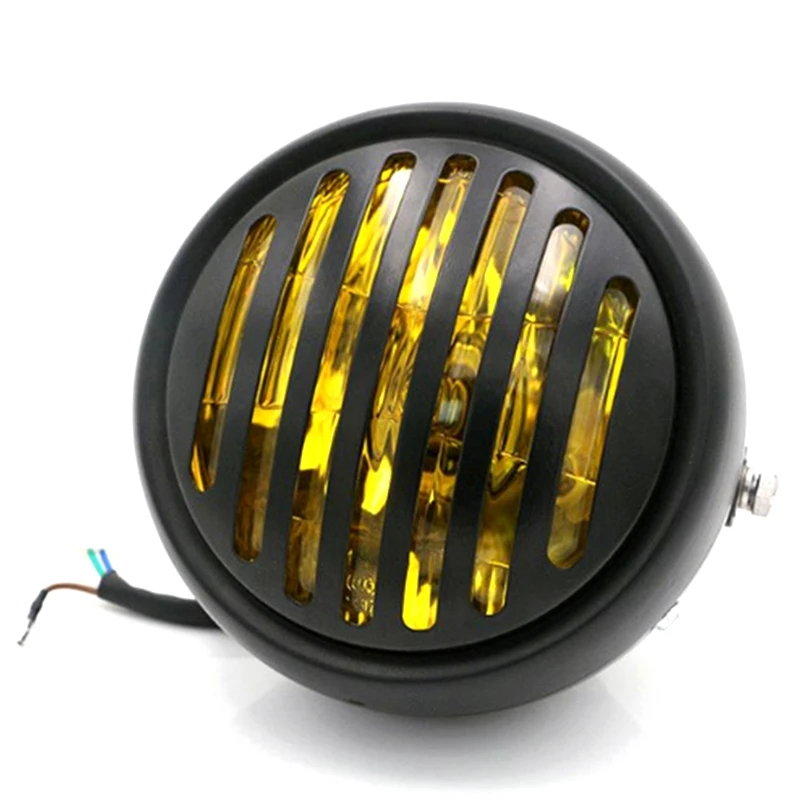 

Dc 12V Motorcycle Grill Headlight with Bracktes Motorbike Retro Headlights Motor Moto Scooter Vintage Front Light Round Lamp