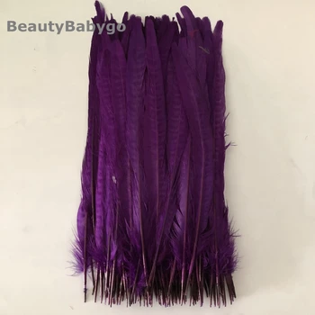 

100PCS Top quality Purple Dyed Ringneck Pheasant Feather 25-30CM 10-12Inch Brazilian Carnival Lady Amherst Pheasant Feathers Dec