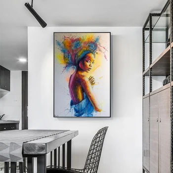 

Graffiti Colorful Art Posters and Prints Canvas Painting Wall Art Black Girl Abstract Wall Picture for Dining Room Aisle Decor
