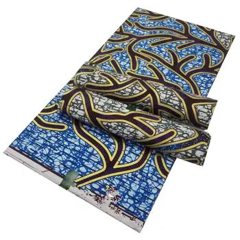 

New African Golden Wax Fabric Ankara Laminated Hot Sale Cotton Material Print Gold Line Batik Wrapper Tissue