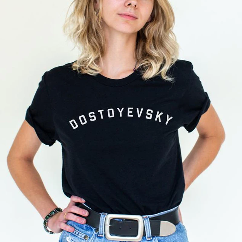 

T Shirt Summer Tops Plus Size Women Shirts Print Tee Shirt Femme Cotton Tshirt DOSTOYEVSKY Quality Shirt Basic T-shirt XS-3XL