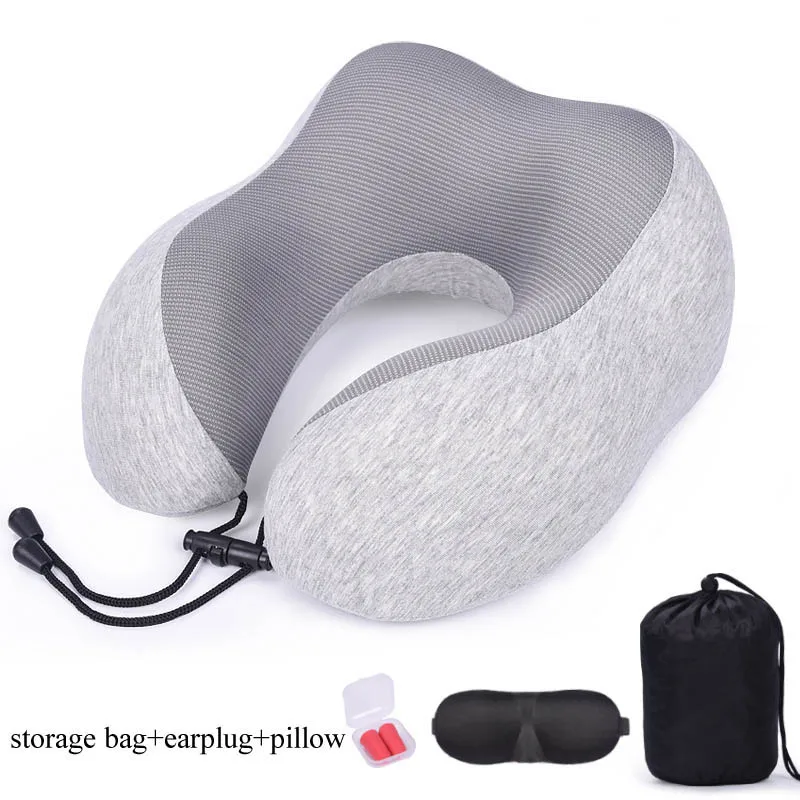 light grey-3pcs U-образные подушки для шеи из пены с эффектом памяти, мягкие медленные подушки с эффектом отскока, шейные постельные принадлежности для здоровья, Прямая поставка, подушка для путешествий - Цвет: light grey-3pcs