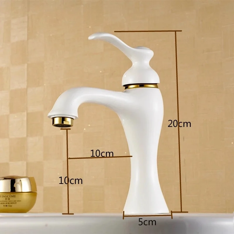 White gold Basin Faucets Brass Bathroom Faucet Gold Mixer Tap Single Handle Hot& Cold Washbasin Tap