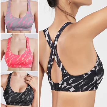 

Women Sports Bra Cross Strap Back Professional Quick Dry Padded Shockproof Gym Fitness Running Yoga Sport Brassiere Tops swear