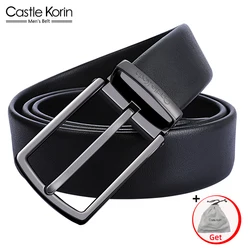 Men Belt Genuine Leather Luxury Brand Designer High Quality Fashion Design Pin Buckle Original Natural Cowskin Belts For Men