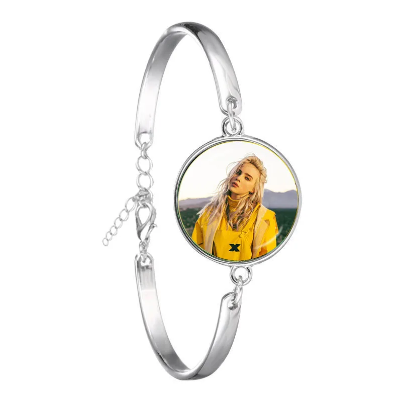 Хип-хоп цепочка со скрипичным ключом браслет Billie Eilish Art Picture 18 мм бижутерия со стеклянными кабошонами для женщин девочек музыкальные фанаты подарок