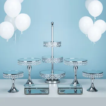 

Tobs Mirror Sliver Crystal cake stand set metal fondant cupcake sweet table candy bar table decorating