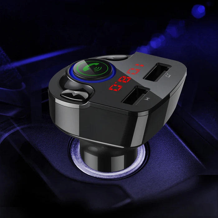 Автомобильный Bluetooth fm-передатчик, беспроводная гарнитура, автомобильный комплект, mp3-плеер, двойное USB зарядное устройство, PUO88