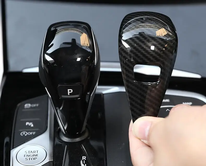 ABS Carbon Fiber style chrome sticker For BMW 3 series G20 2019-21 Car Gear Shift Head Cover Speed Lever Trim Protection sequin