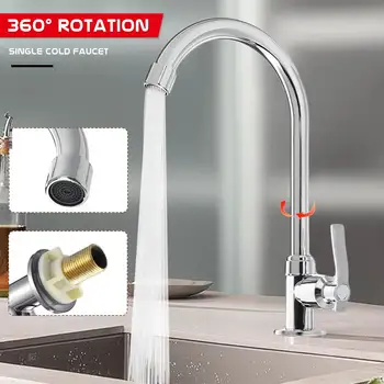 

Kitchen Faucet Stainless Steel Brushed Process Basin Faucet 360 Degree Rotation Stainless Steel Faucet