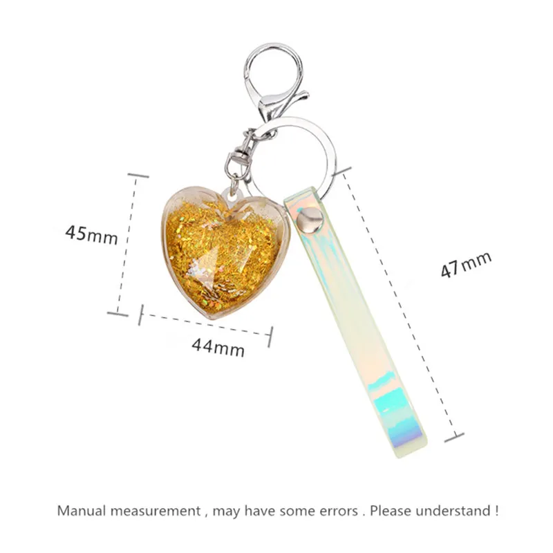 Креативное сердце зыбучий песок брелоки для женщин Лазерная подвеска Волшебная любовь брелок милый движущийся брелок с жидкостью автомобильные подарки сумка цепочка
