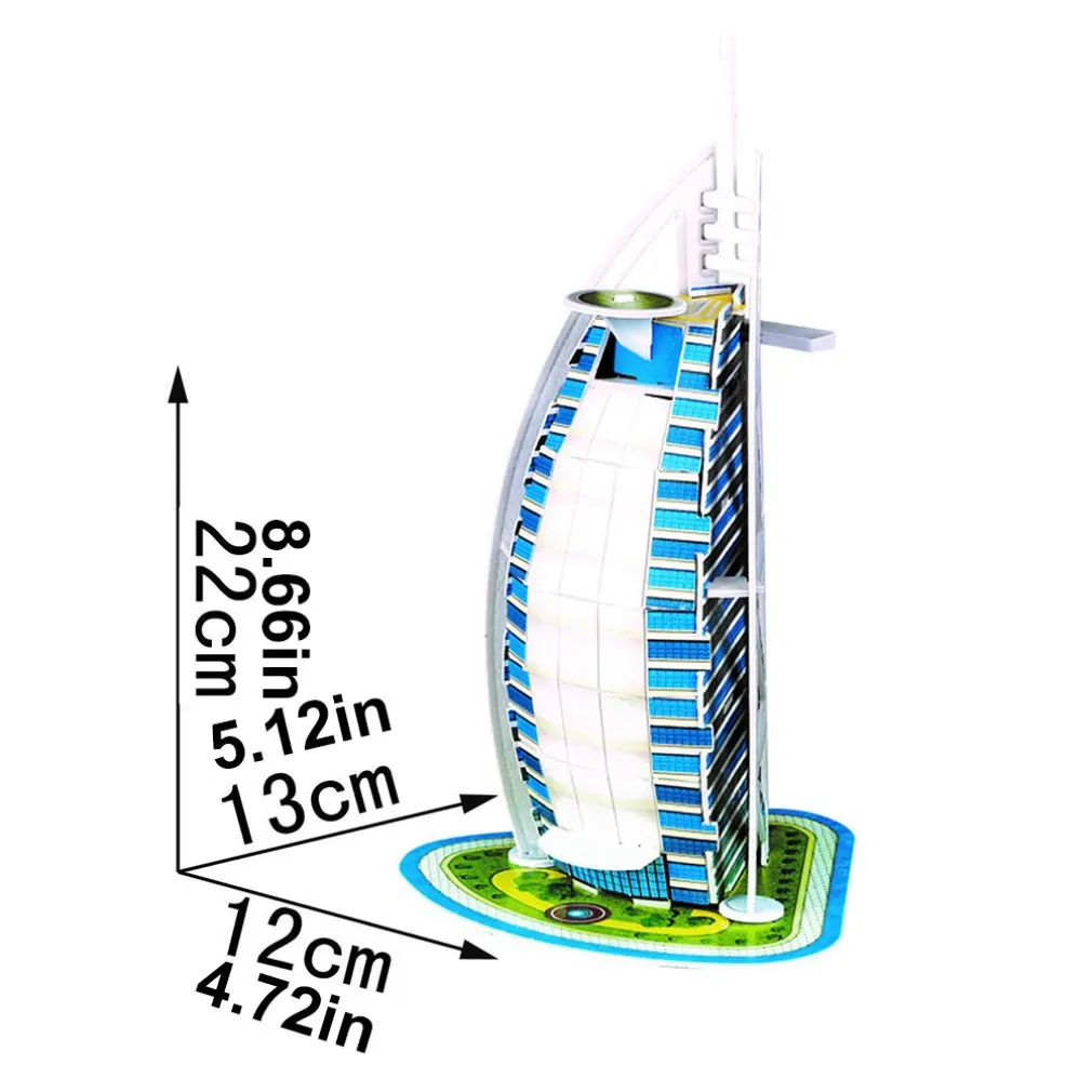 Мини Волшебный мир архитектура Эйфелева башня Статуя Свободы карты бумаги 3d головоломки строительные модели развивающие игрушки для детей - Цвет: Dubai Sailing Hotel