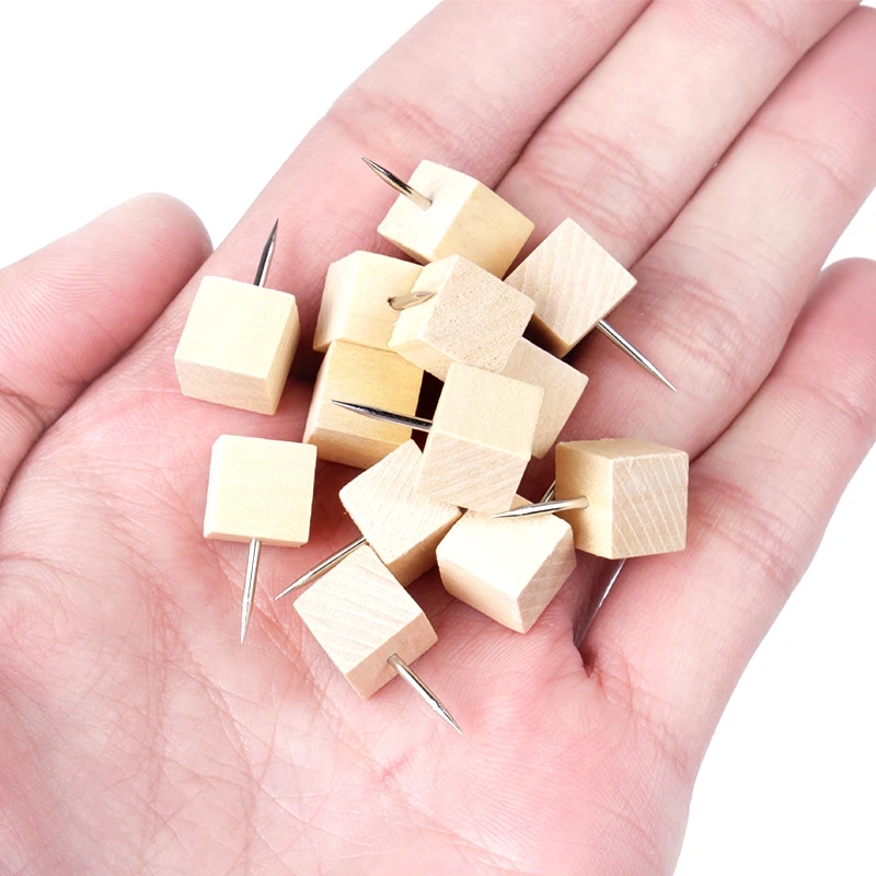 10/20 pcs Box Container Home Craft Office Wooden Thumbtack Photo Wall Cork Board Decorative Map Push Pin Drawing Nail