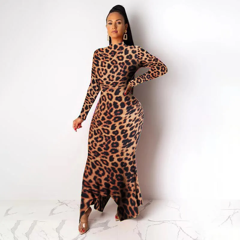 Африканские платья для женщин, зимнее облегающее длинное платье макси, Полосатое леопардовое камуфляжное Платье с принтом, Трикотажные сексуальные Клубные платья для вечеринок